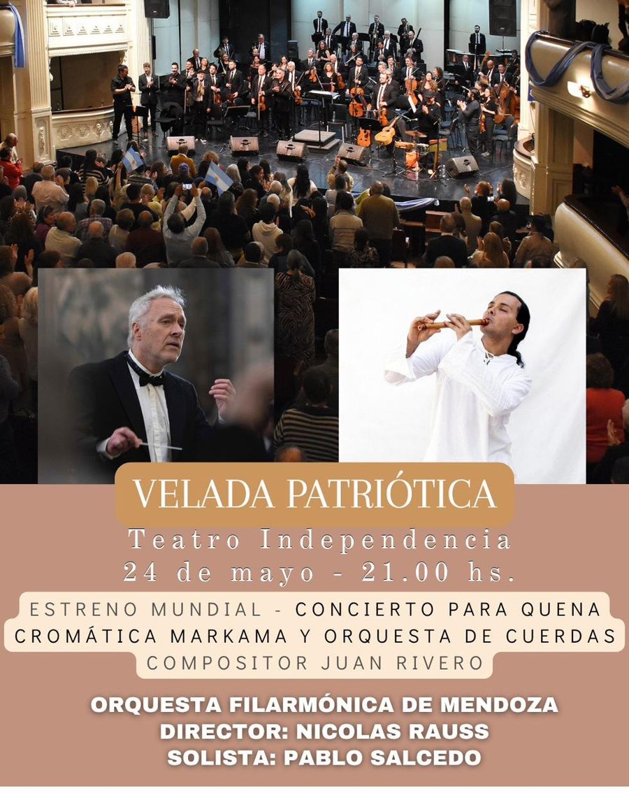 Poster of the Concerto for Markama Chromatic Quena and String Orchestra, with Pablo Salcedo playing the quena